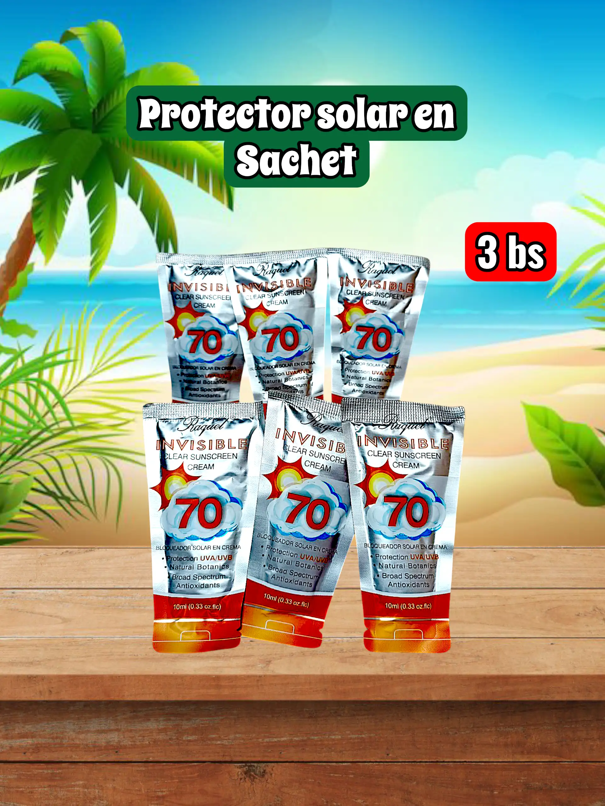 Protector solar en sachet 