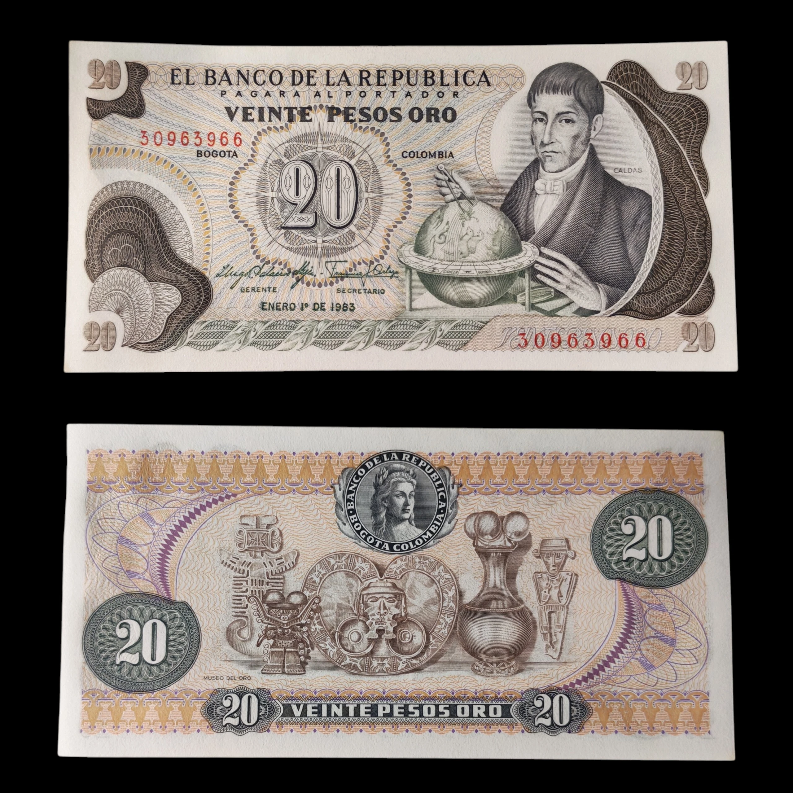 ° Colombia 20 pesos oro UNC