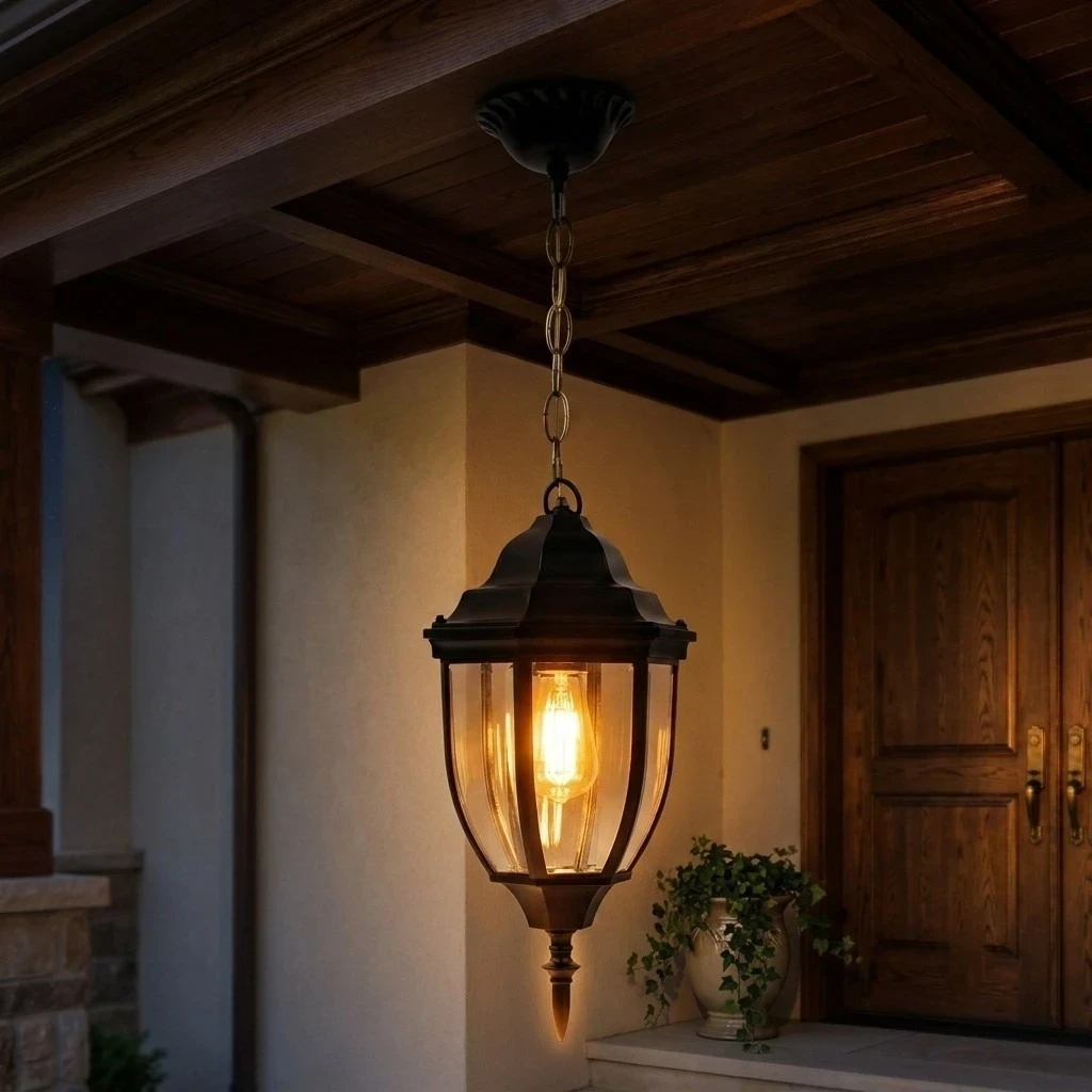 FAROL COLGANTE COLONIAL NEGRO 155X540MM 1L E27  2