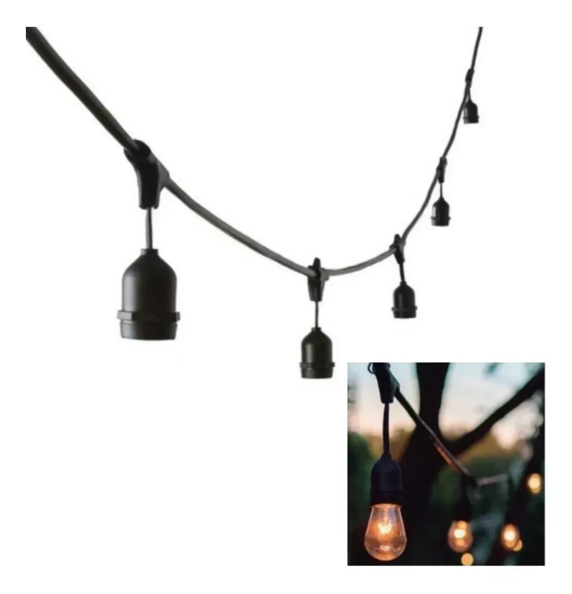 Guirnalda 10 Mts Y 10 Ampolletas 2W Luces Led Exterior E27 Navidad  3