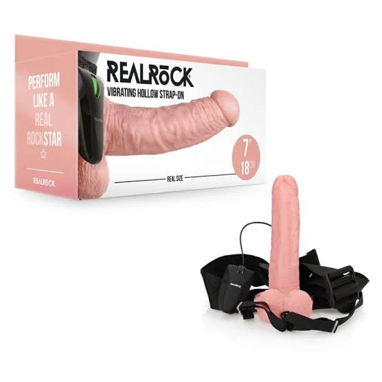 RealRock vibrating hollow strap on 7"