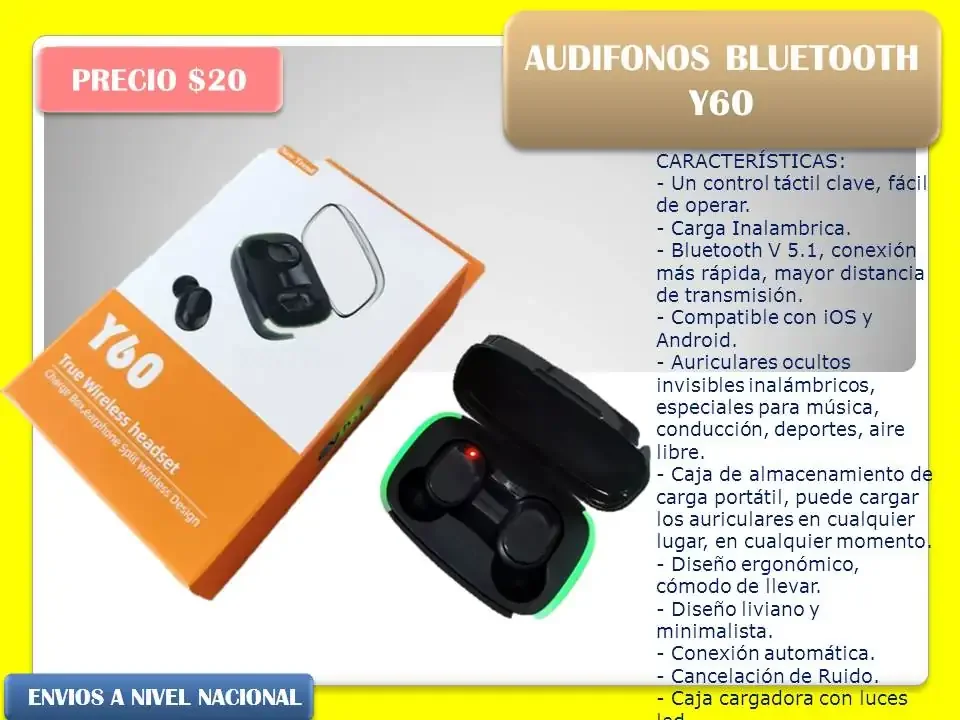 Audífonos bluetooth y60