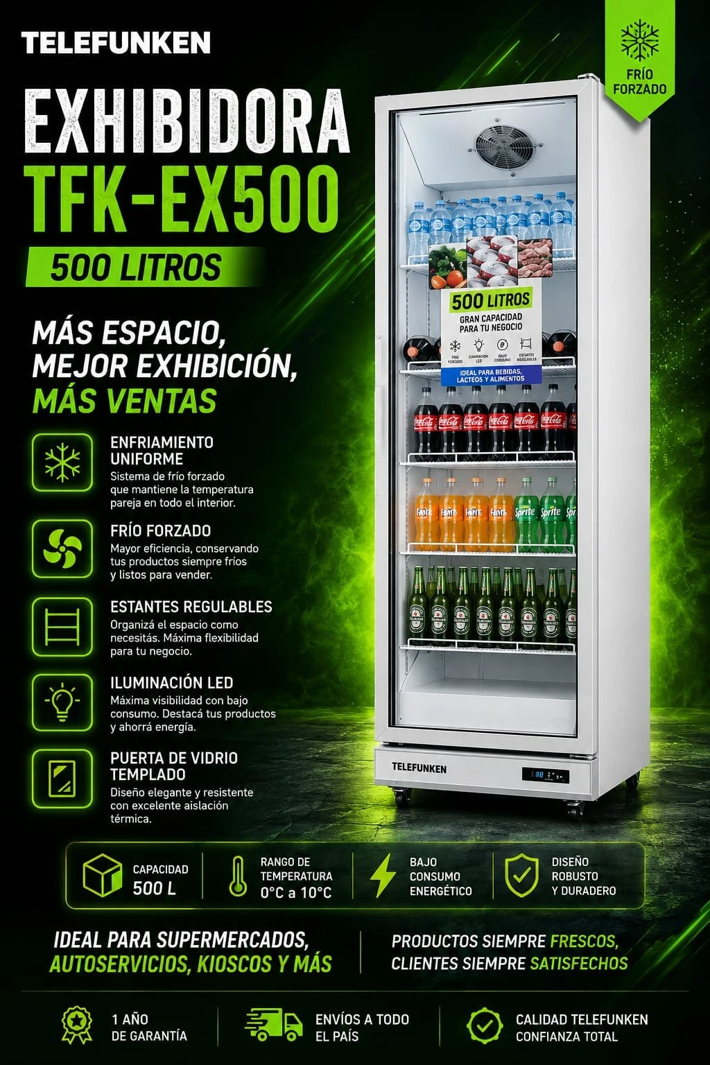 Heladera Exhibidora Telefunken 500LTR