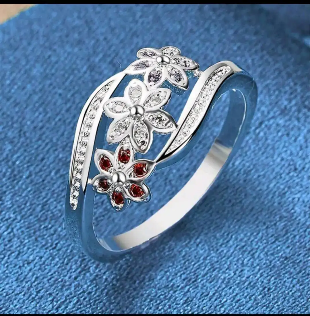 Anillo de flor de plata de ley 925 
