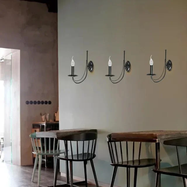 LAMPARA PARED NEGRA CANDELABRO 1L E24 3