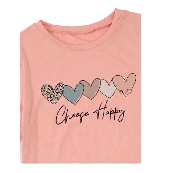 Qutie Camiseta con estampado de corazón y slogan 2