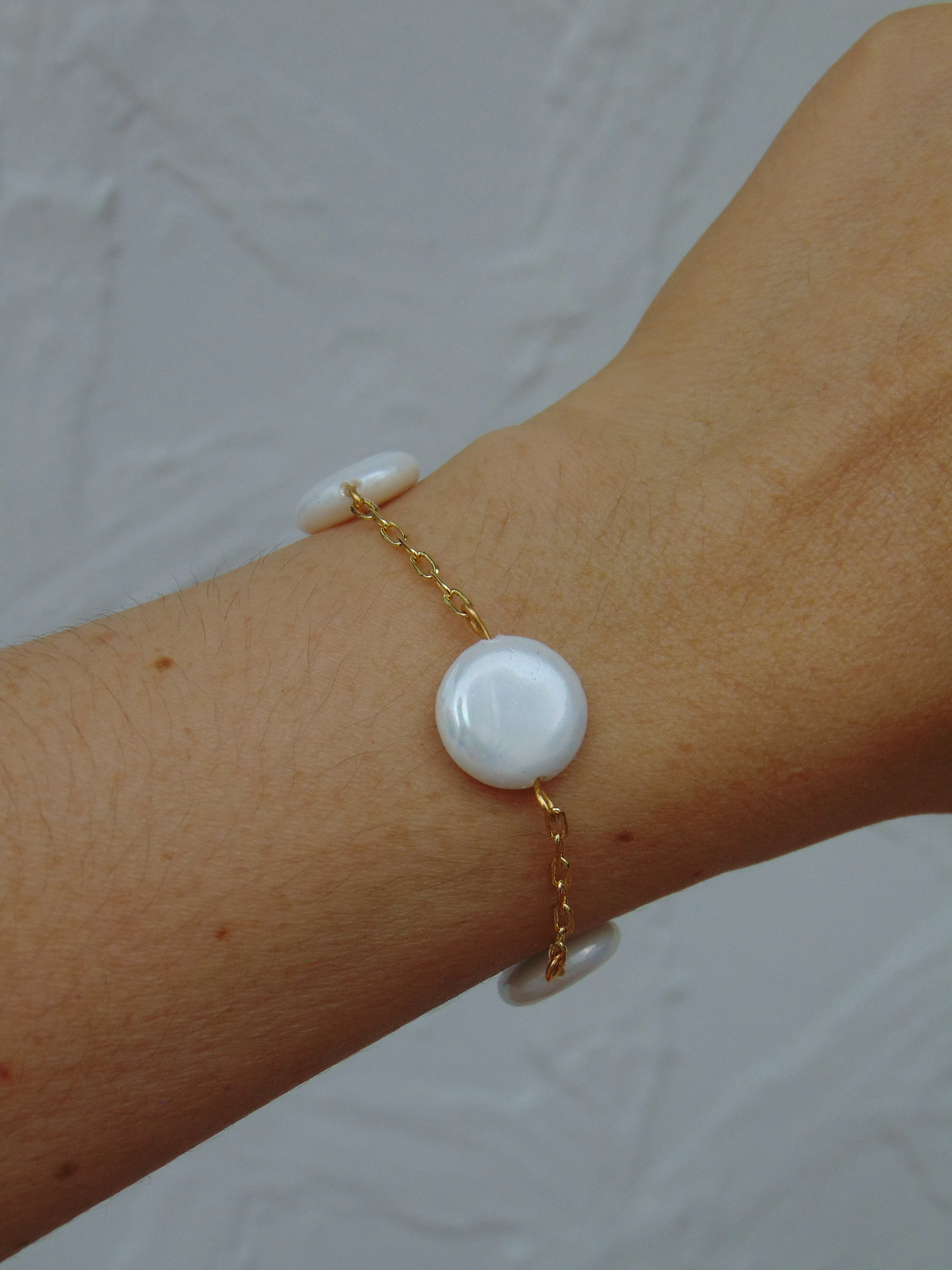 PULSERA RODIO DOR PERLA RIO PLANA 