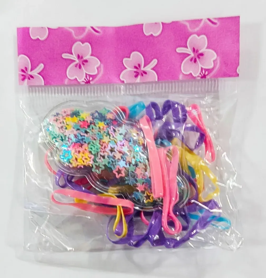 Gomitas elasticas para pelo y hebilla con confetti