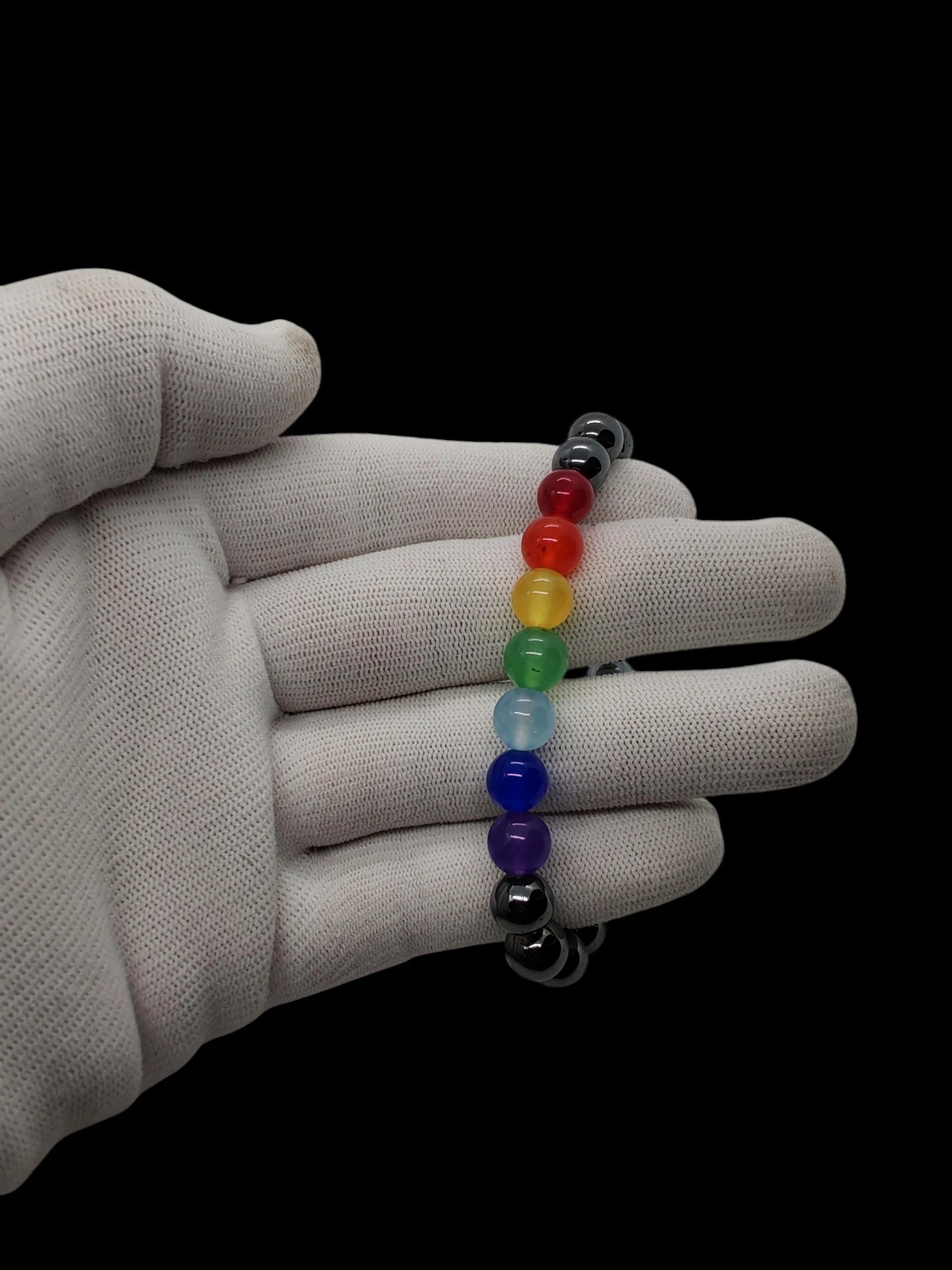 Pulsera elástica 7 chakras piedras naturales redondas 8mm 5
