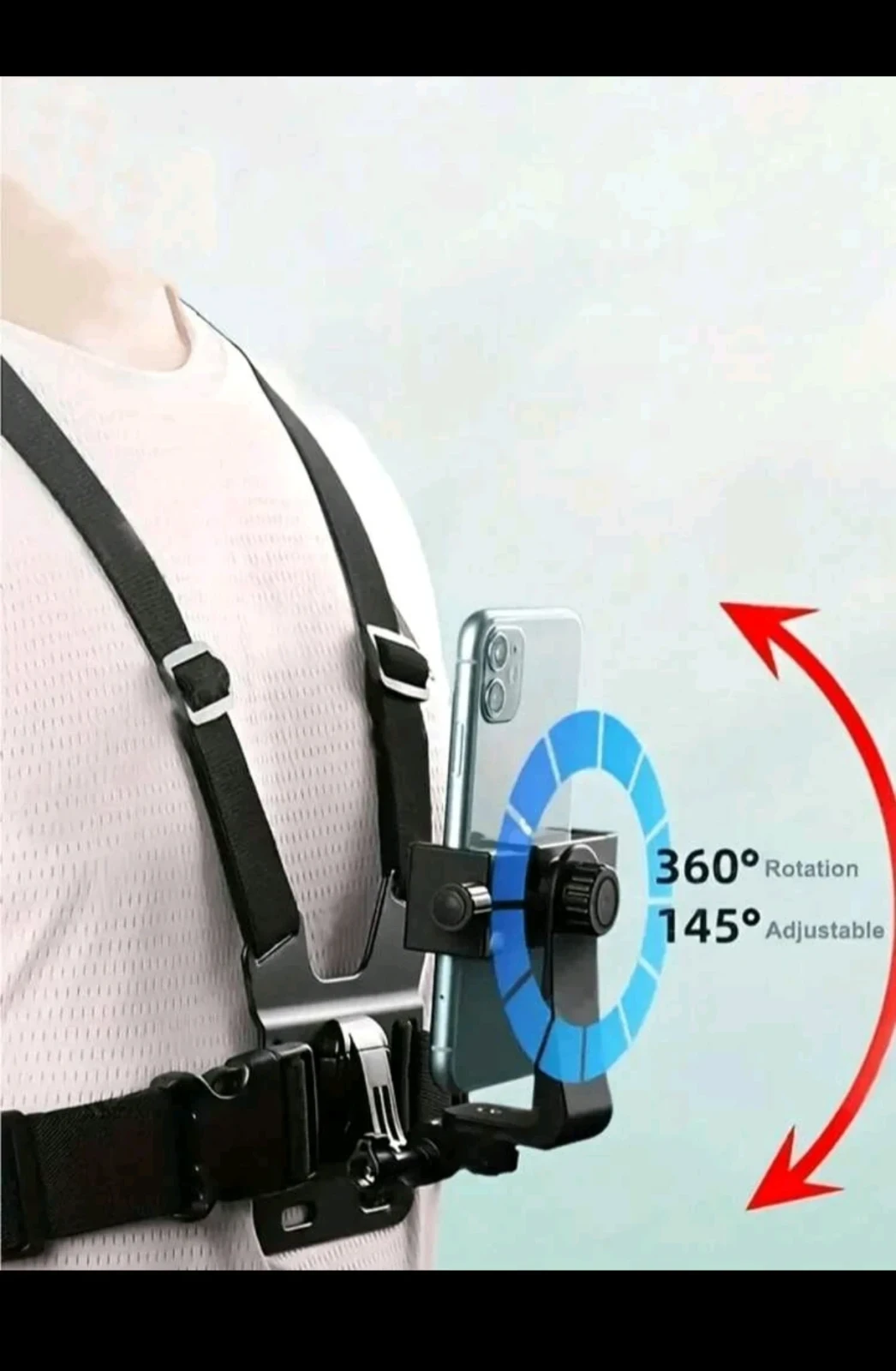 Arnés de Pecho Deportivo para Celular y Cámara de Acción - Soporte Pechera Ajustable 2