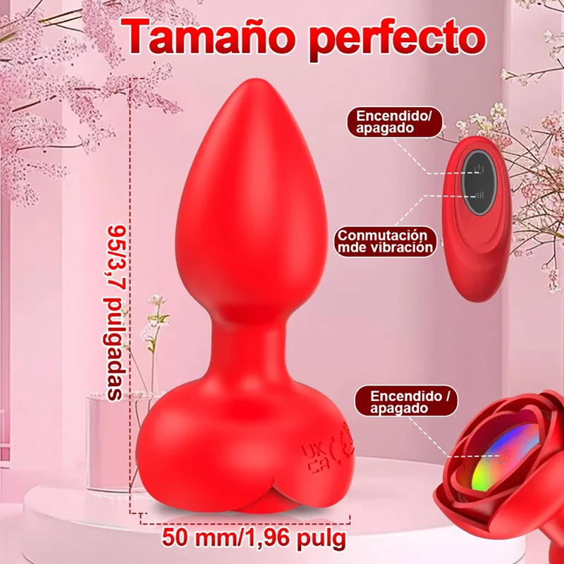 plug Anal Vibrador De Rosa y luz 2