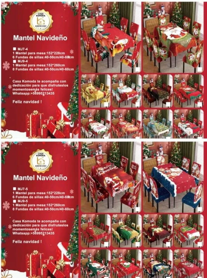 JUEGO NAVIDEÑO MANTEL Y FUNDA KOMODA