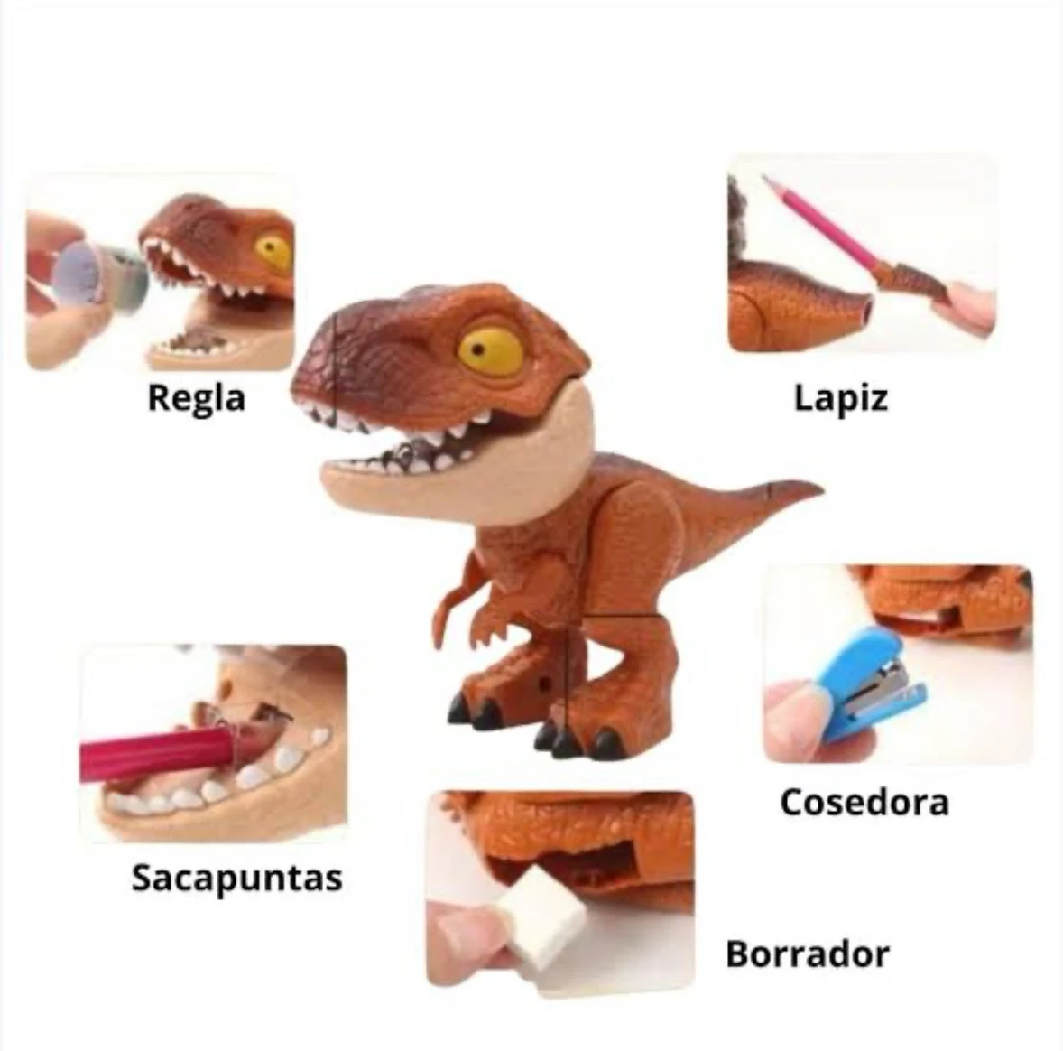 🦖 Set de Papelería Multifuncional Dinosaurio T-Rex 5 en 1 2