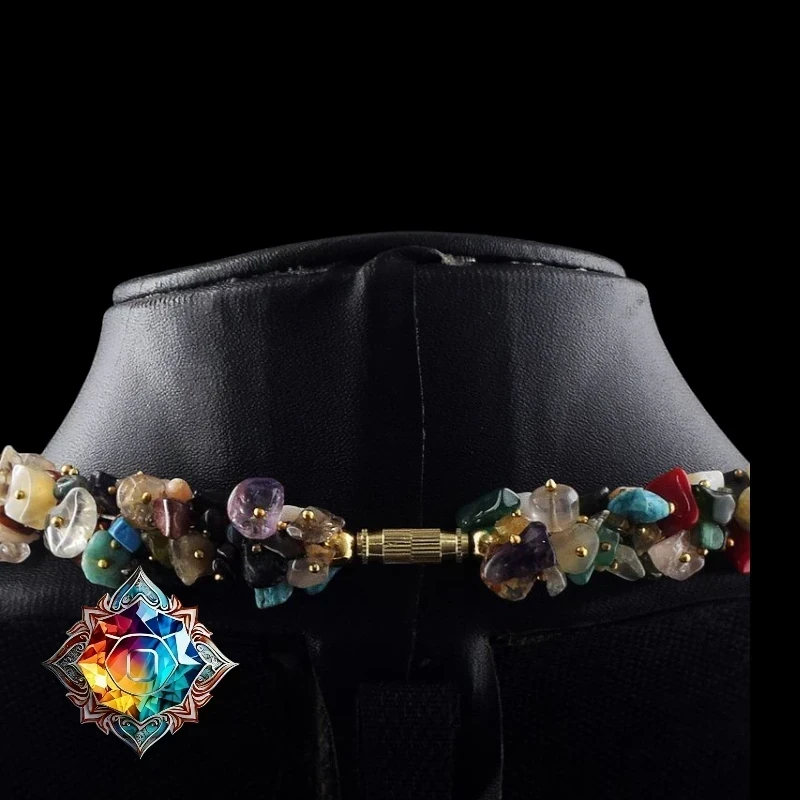 Esplendido collar de piedras semipreciosas mixtas 2