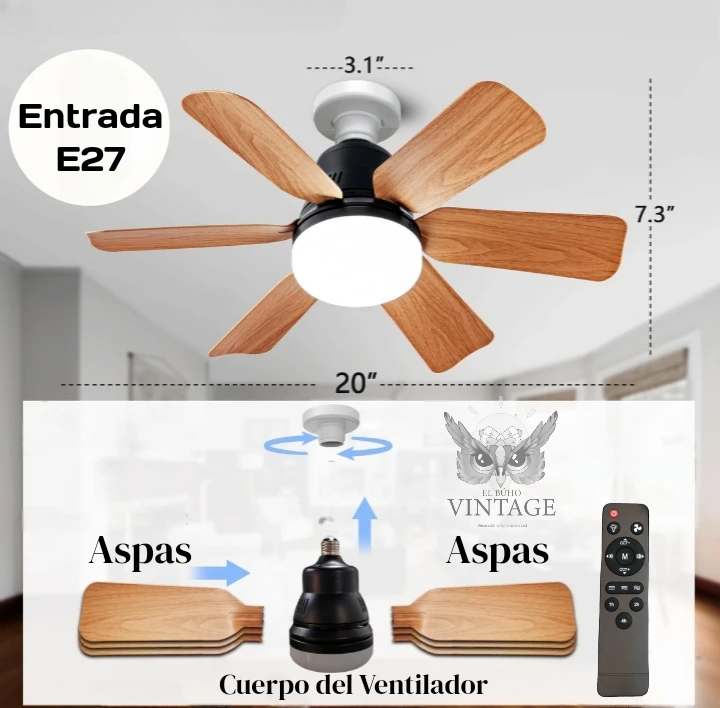 Mini Ventilador de Techo E27 5