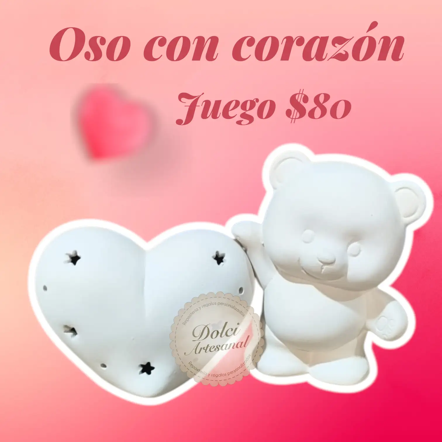Juego corazon y figura decorativa 