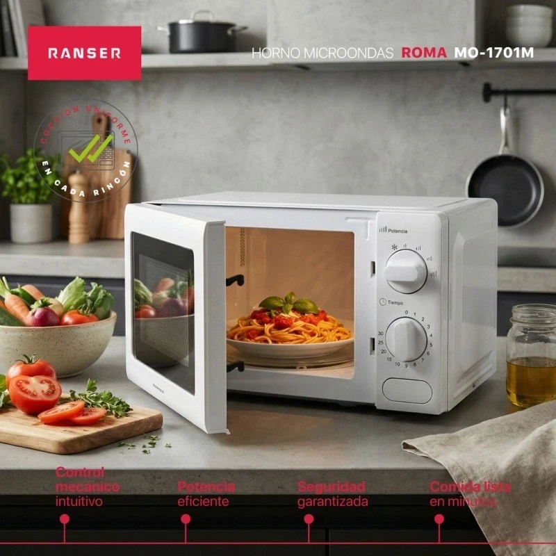 MICROONDAS RANSER MECANICO 20LTS BLANCO