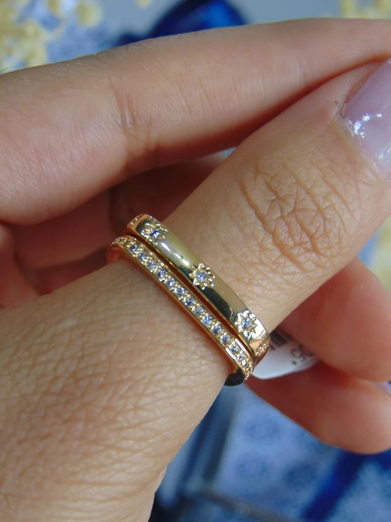 SET ANILLOS ACERO DOR X 2 CUADRADOS  TALLAS