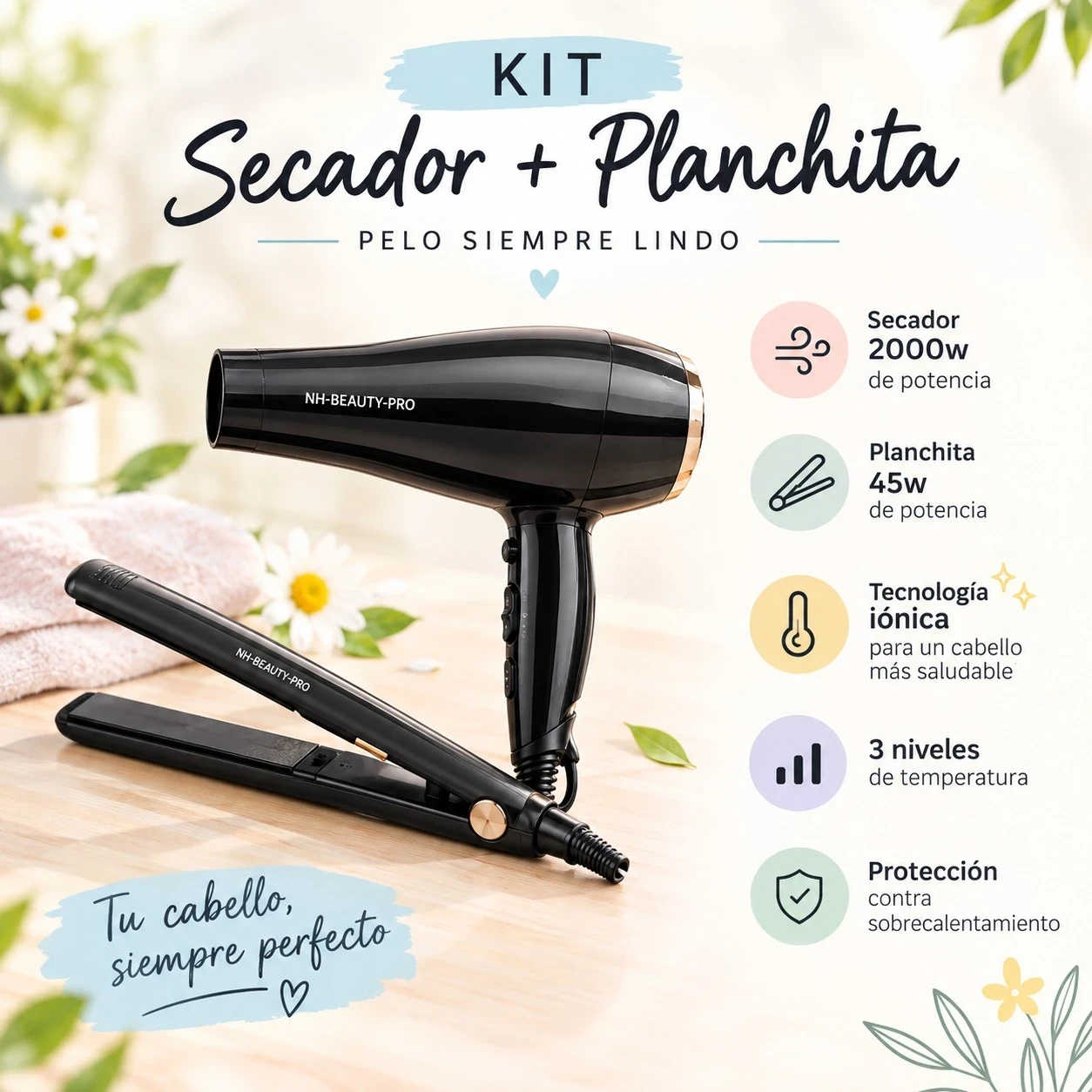 SECADOR + PLANCHITA NOVOHOME KIT NH-BEAUTY-PRO