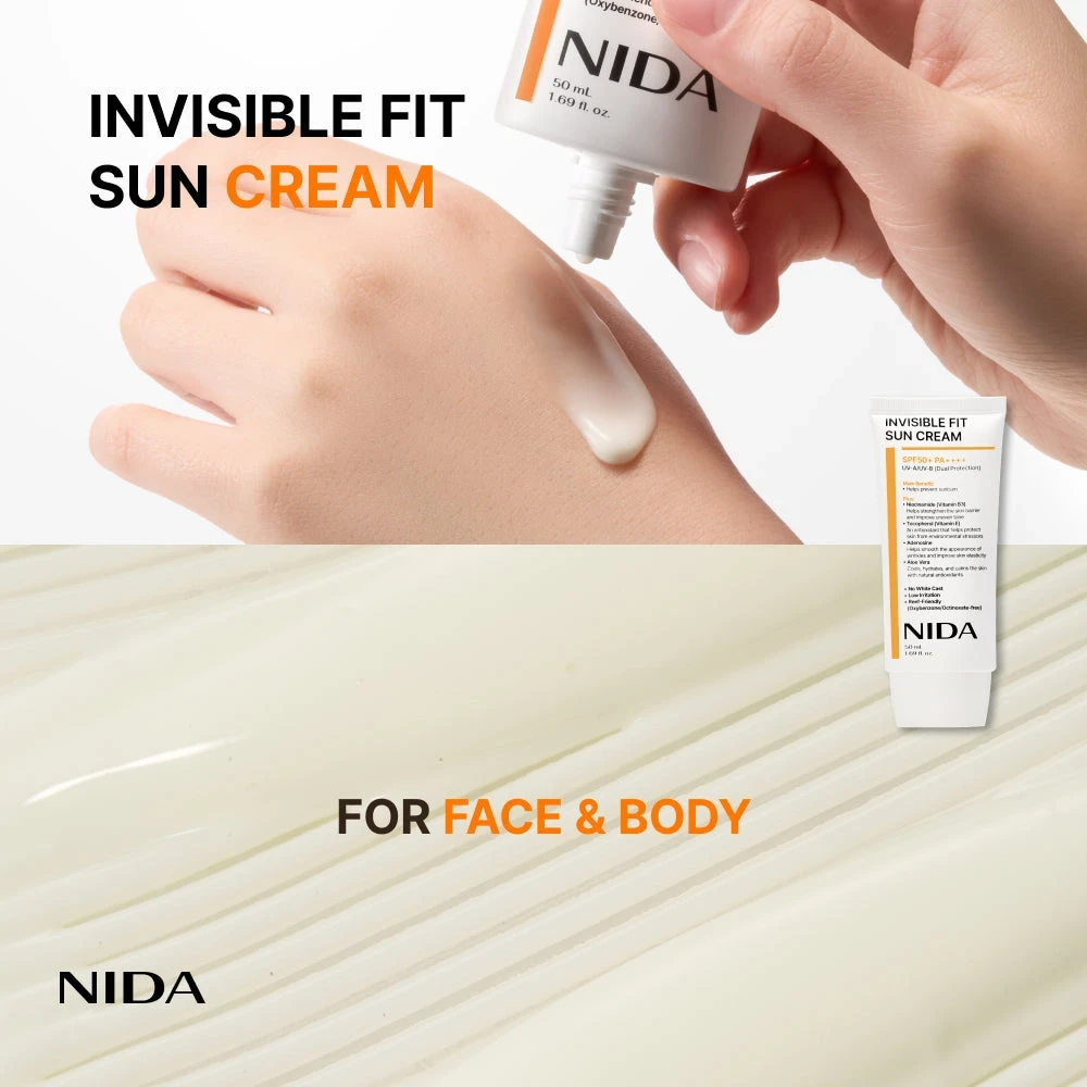 NIDA Invisible Fit Sun Cream SPF50+ PA++++ (NIDA) -50ml Protector solar ligero 2