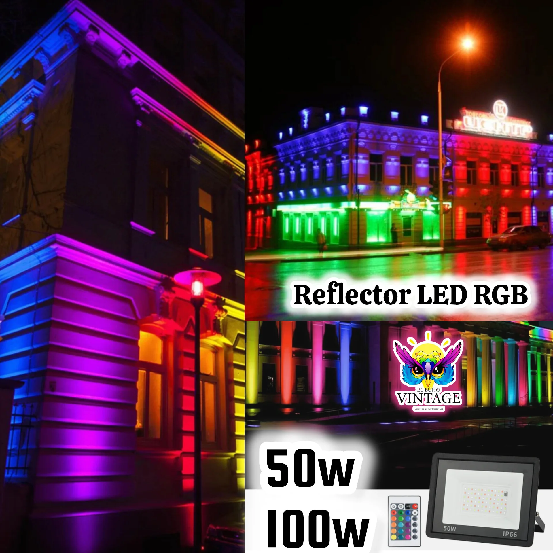 Reflector LED RGB 50w y 100w 8