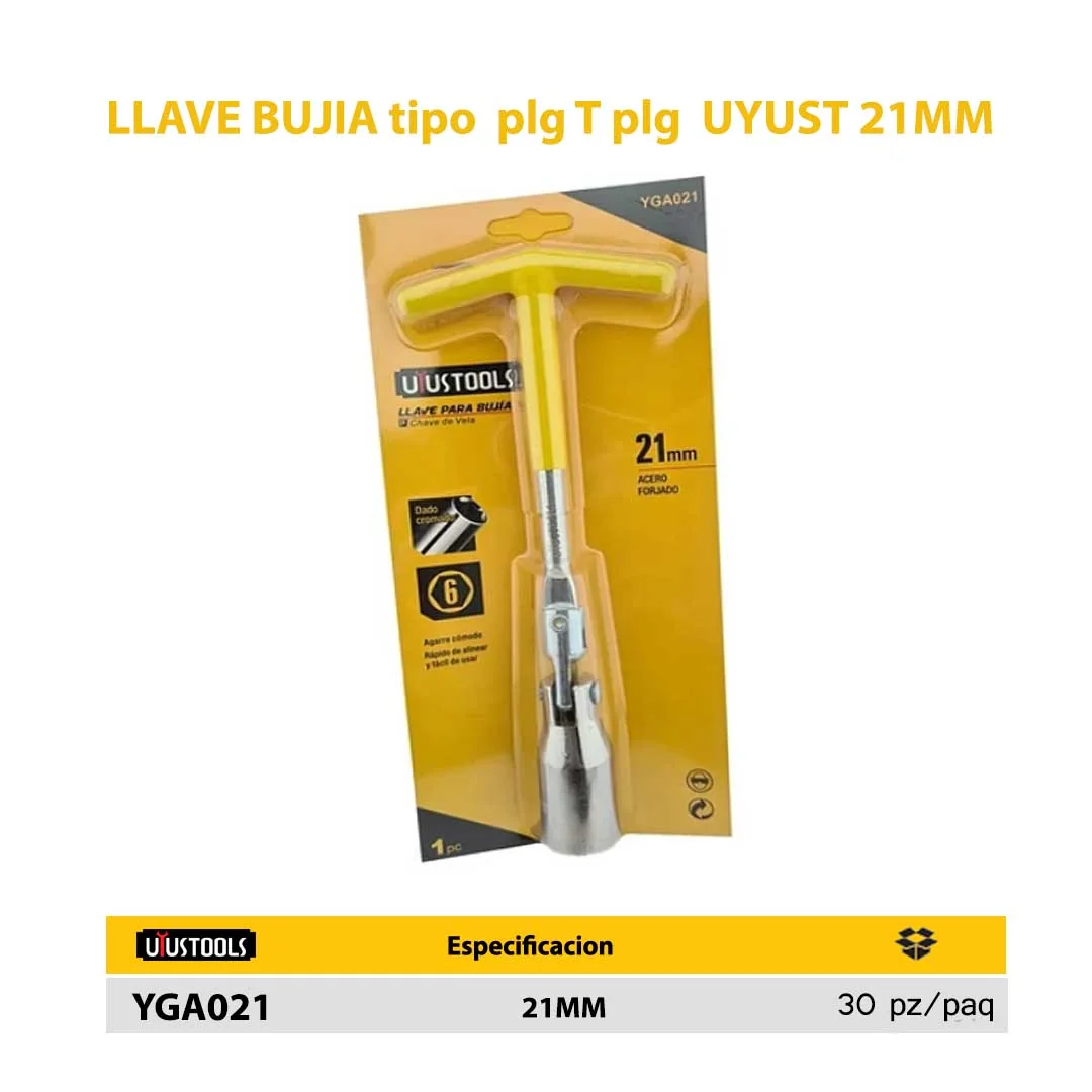LLAVE BUJIA tipo "T" UYUST 21MM