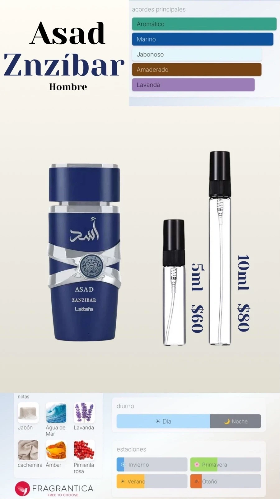 Decants - Asad Zanzibar Lattafa Original - Hombre
