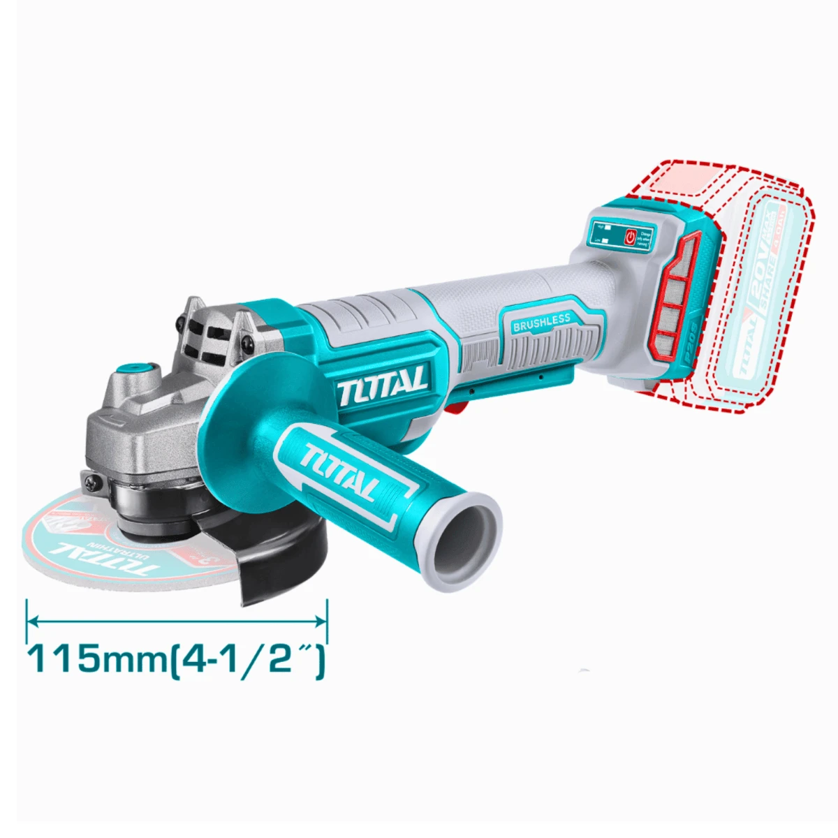 TAGLI2111561 Amoladora angular 4 ½" incluye bateria 4ah y cargador total  2
