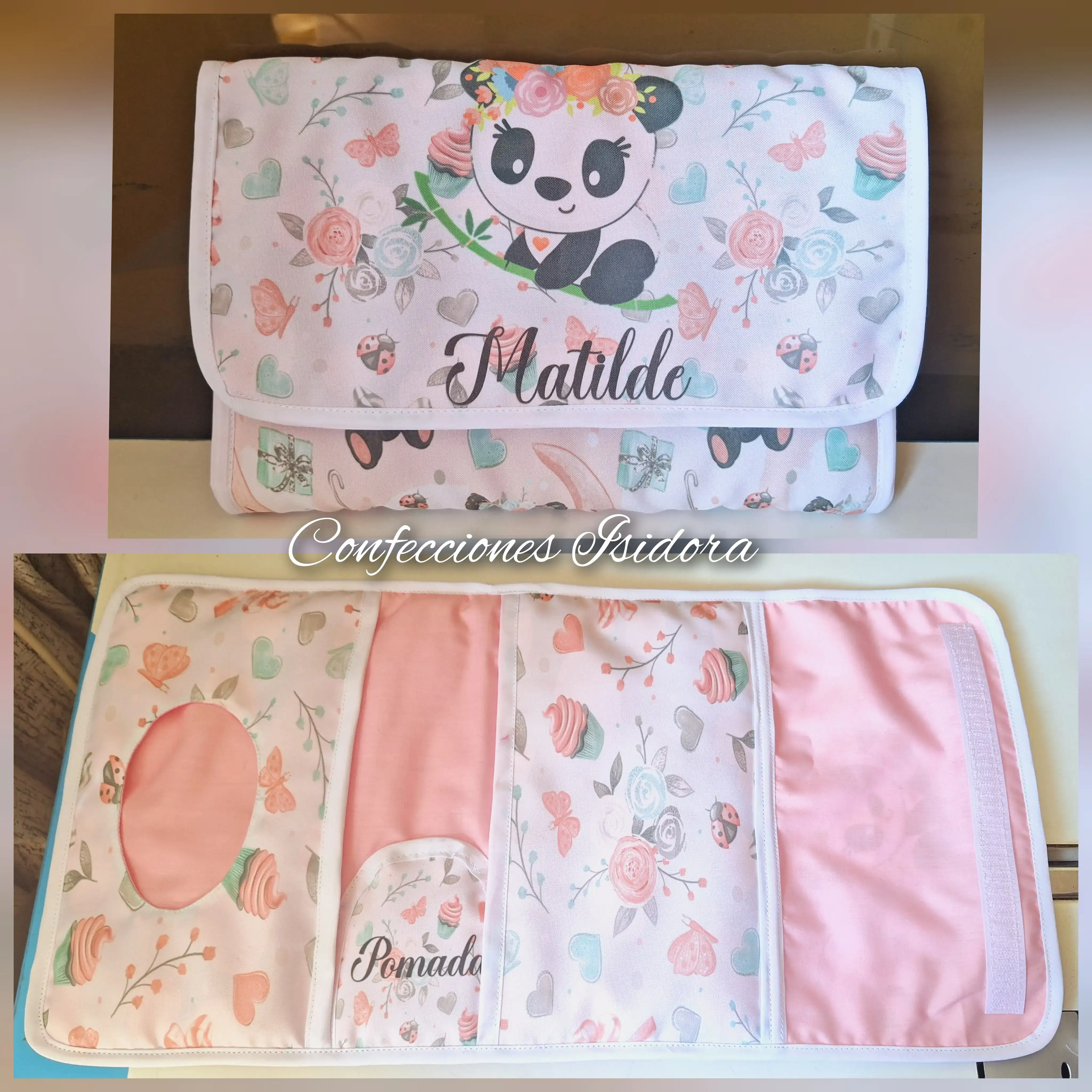 Estuche panda rosado