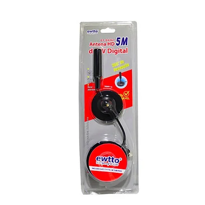 Antena Ewtto HD TV digital 5Mts