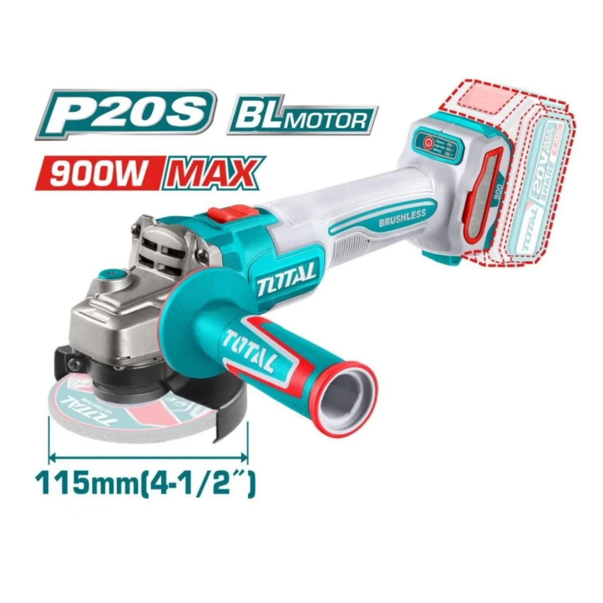 TAGLI261521 Amoladora inalámbrica 4½" incluye batería y cargador total 3