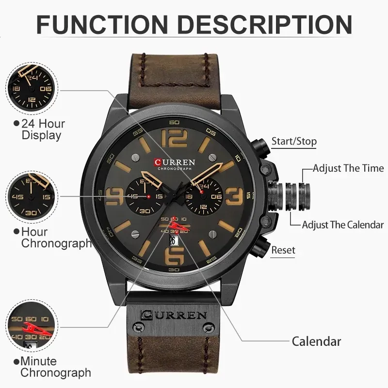 Reloj Analogo CURREN Cuero 4