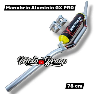 Manubrio GX PRO 78 cm Aluminio tubular plateado con bases y puff amarillo GX 10596-604703