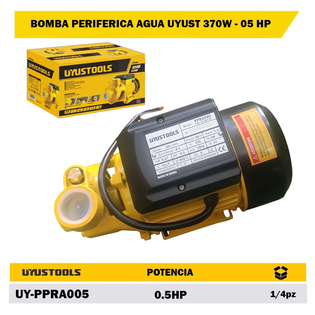 BOMBA PERIFERICA AGUA UYUST 370W - 05 HP