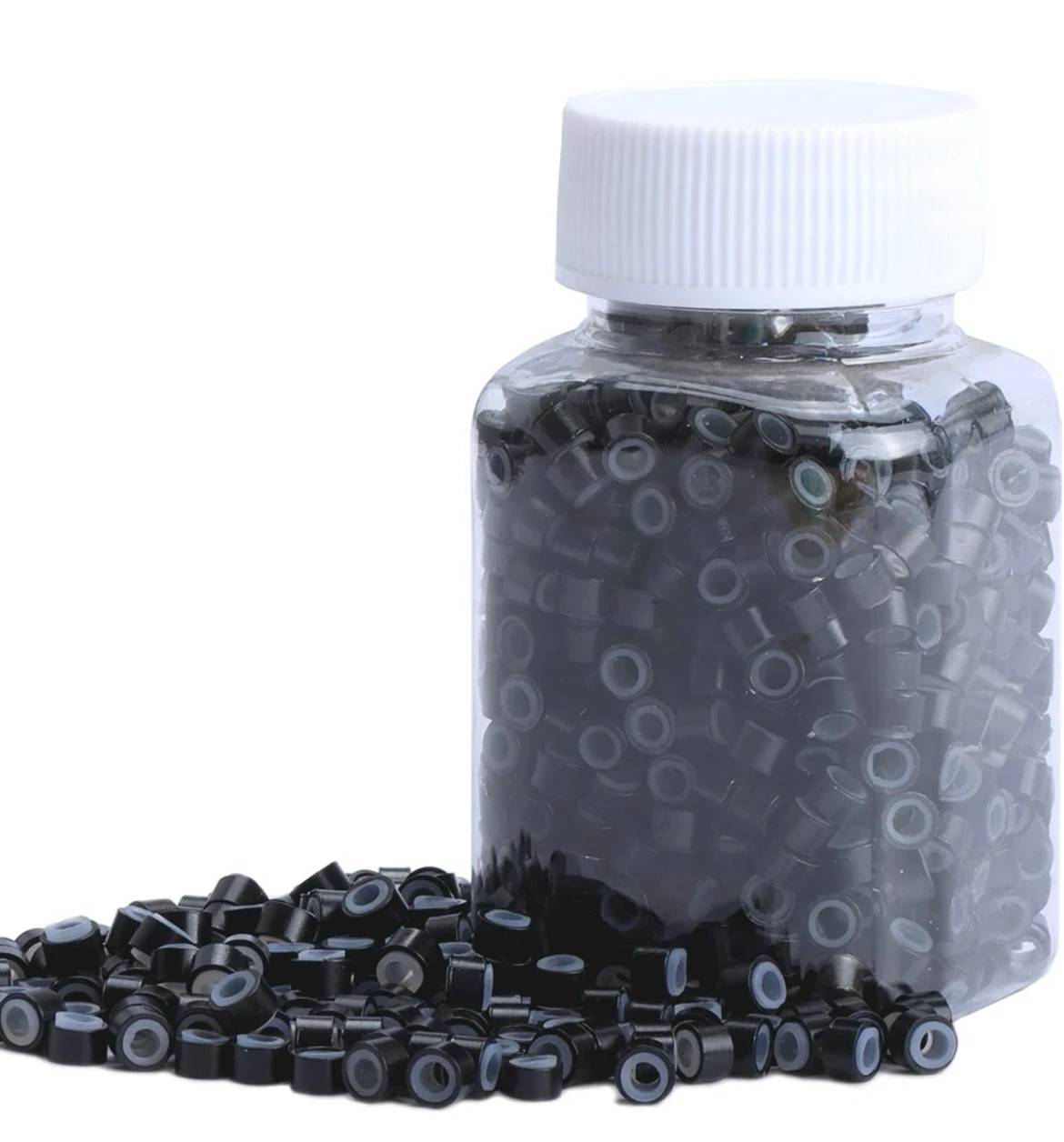 1000pcs Micro Link Beads 0.197 in para extensiones de cabello, herramienta de extensiones de cabello de anillos forrados de silicona