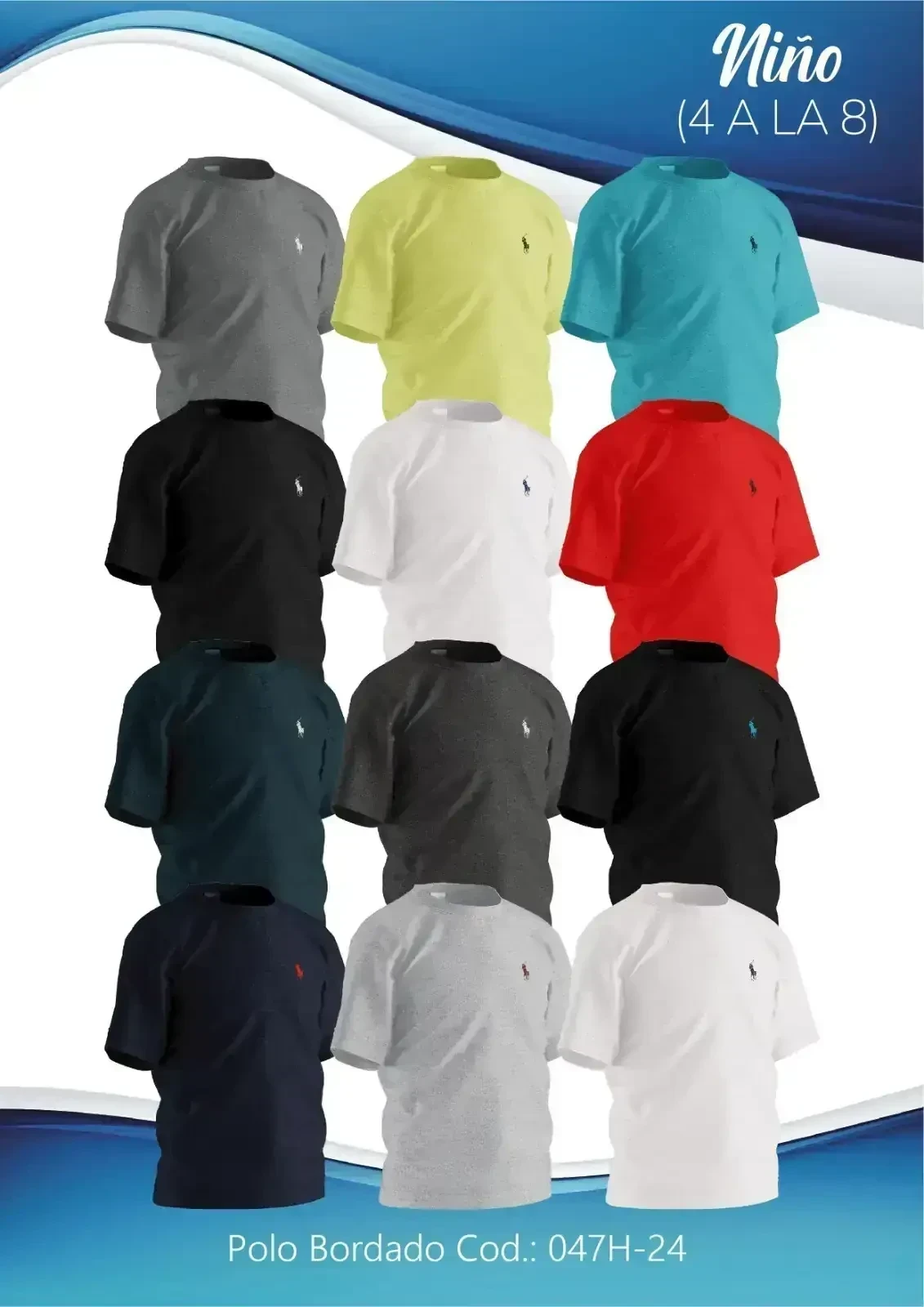 POLO BORDADO UNICOLOR (047H-24)