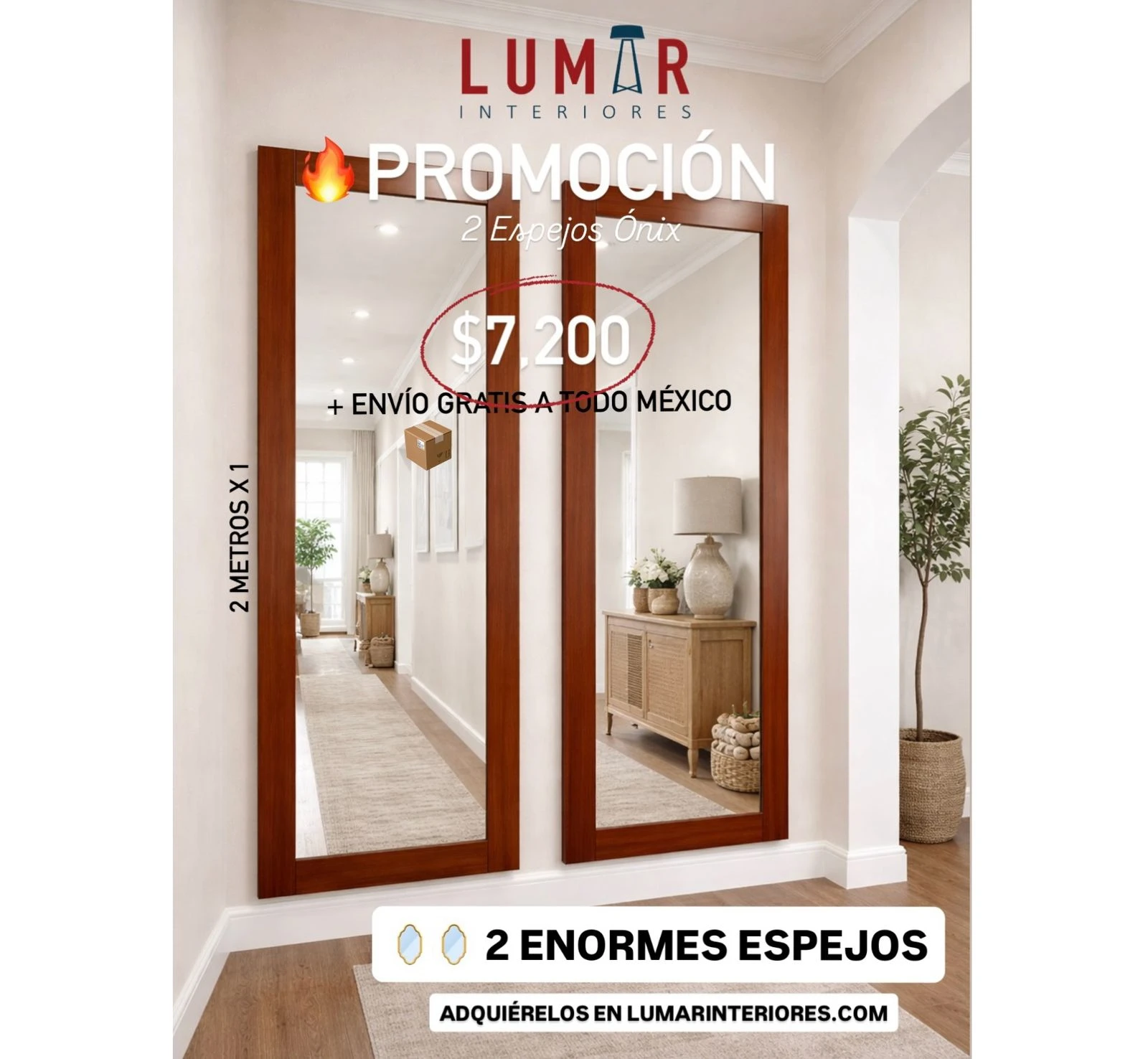 Set de 2 Espejos ONIX 200x85 cm
