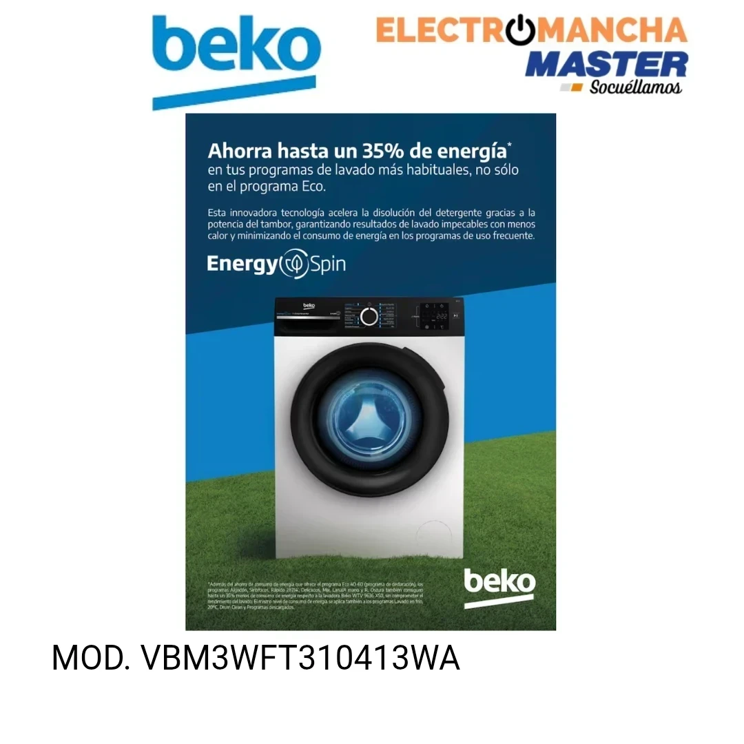 LAVADORA BEKO VBM3WFT310413WA 10 KG. 1400 RPM A 9