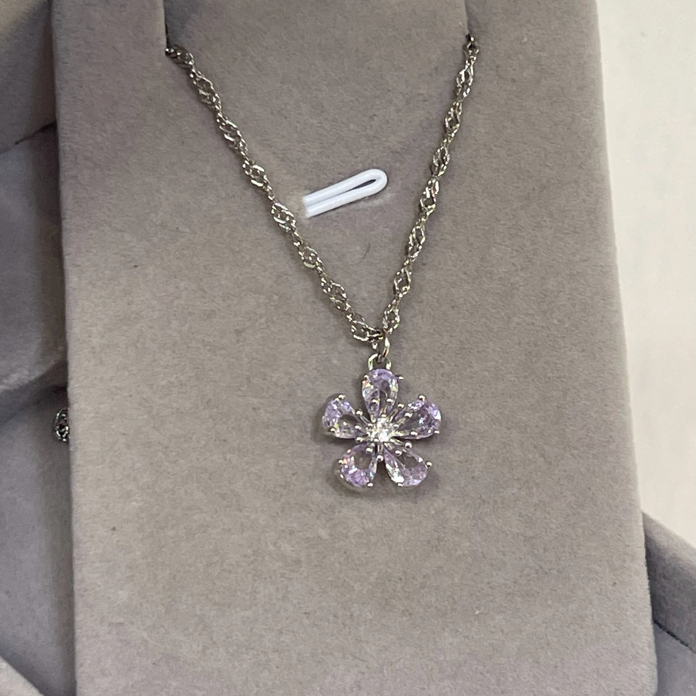 CADENA FLOR LILA SILVER