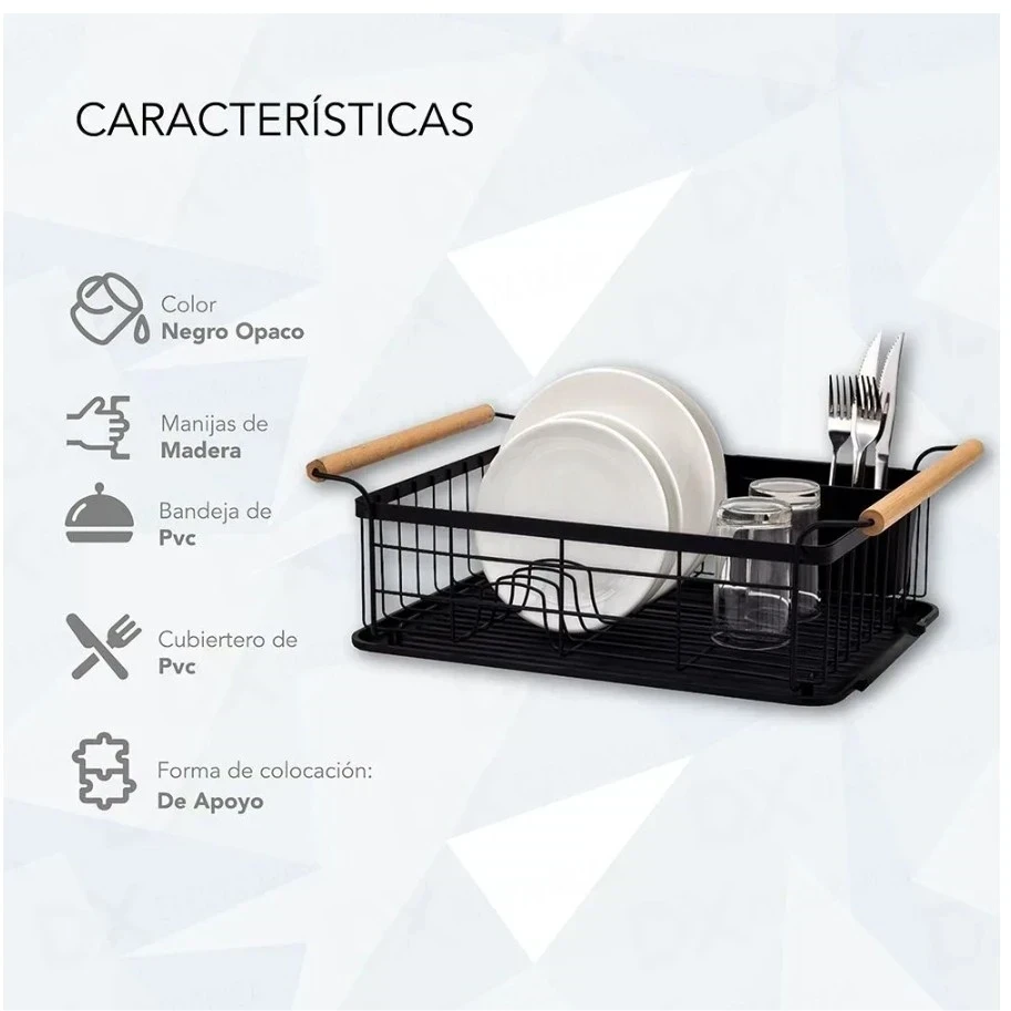 ESCURRIDOR DE PLATOS ACERO NEGRO