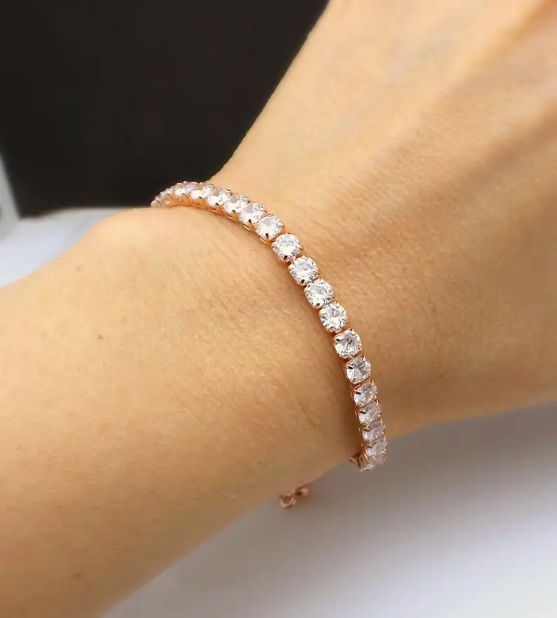 Pulsera Oro Rosa Circones Blancos REF: L331