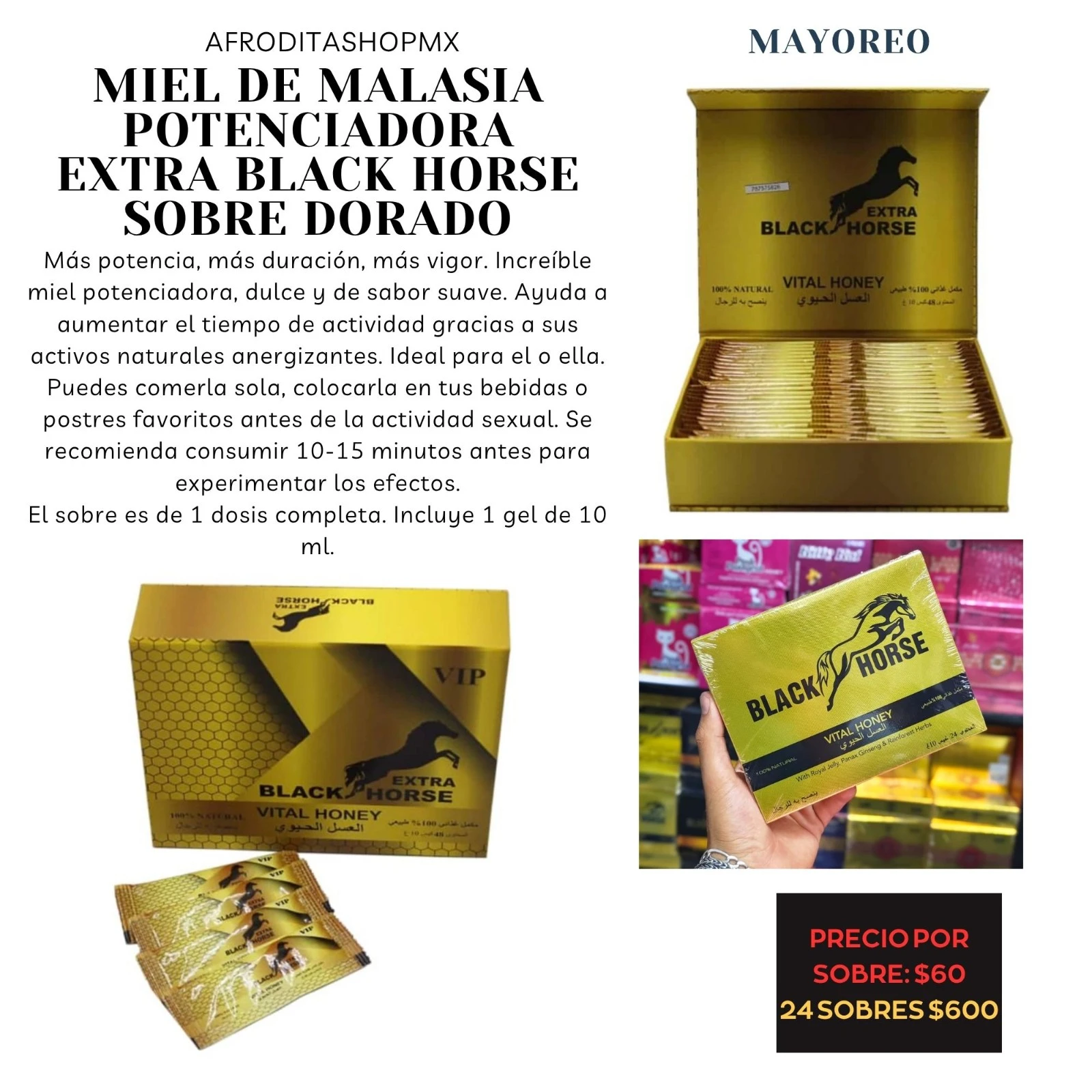 Miel de Malasia Potenciadora Extra Black Horse Sobre Dorado