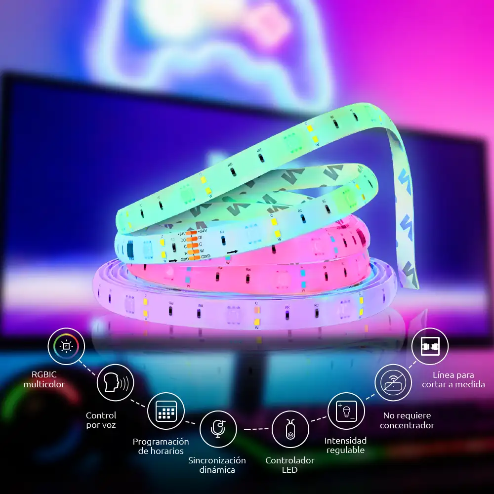 Cinta LED inteligente Wi-Fi RGBIC de 5m 2