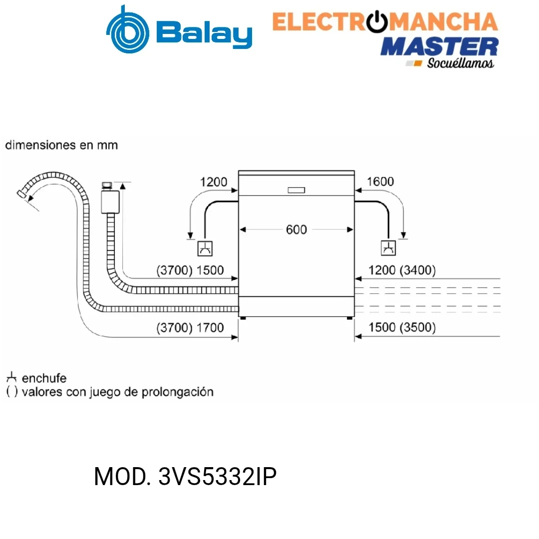 LAVAVAJILLAS BALAY 3VS5332IP INOX 3 BANDEJA 13 CUB. CLASE C 7