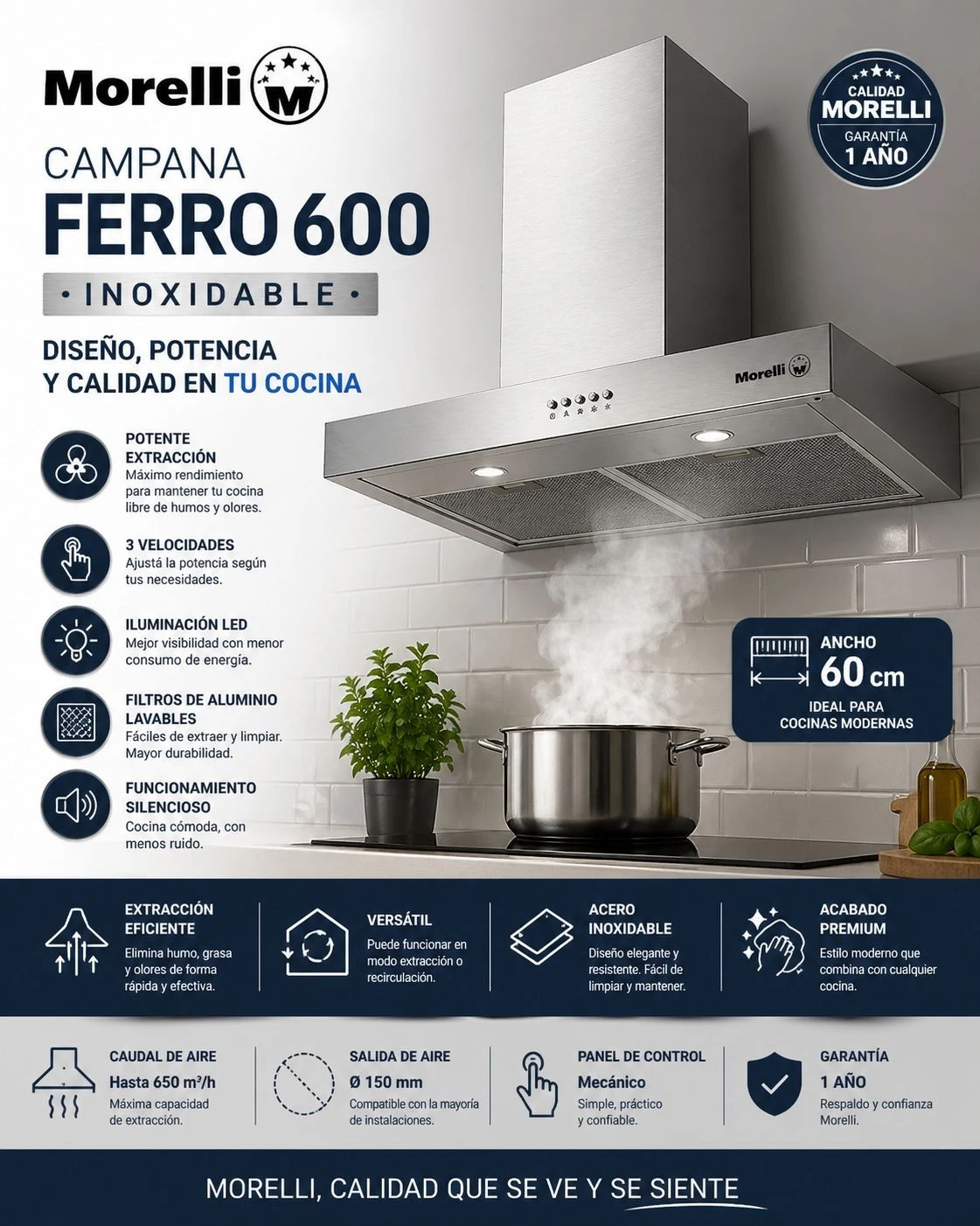 CAMPANA MORELLI FERRO 600 INOXIDABLE* 