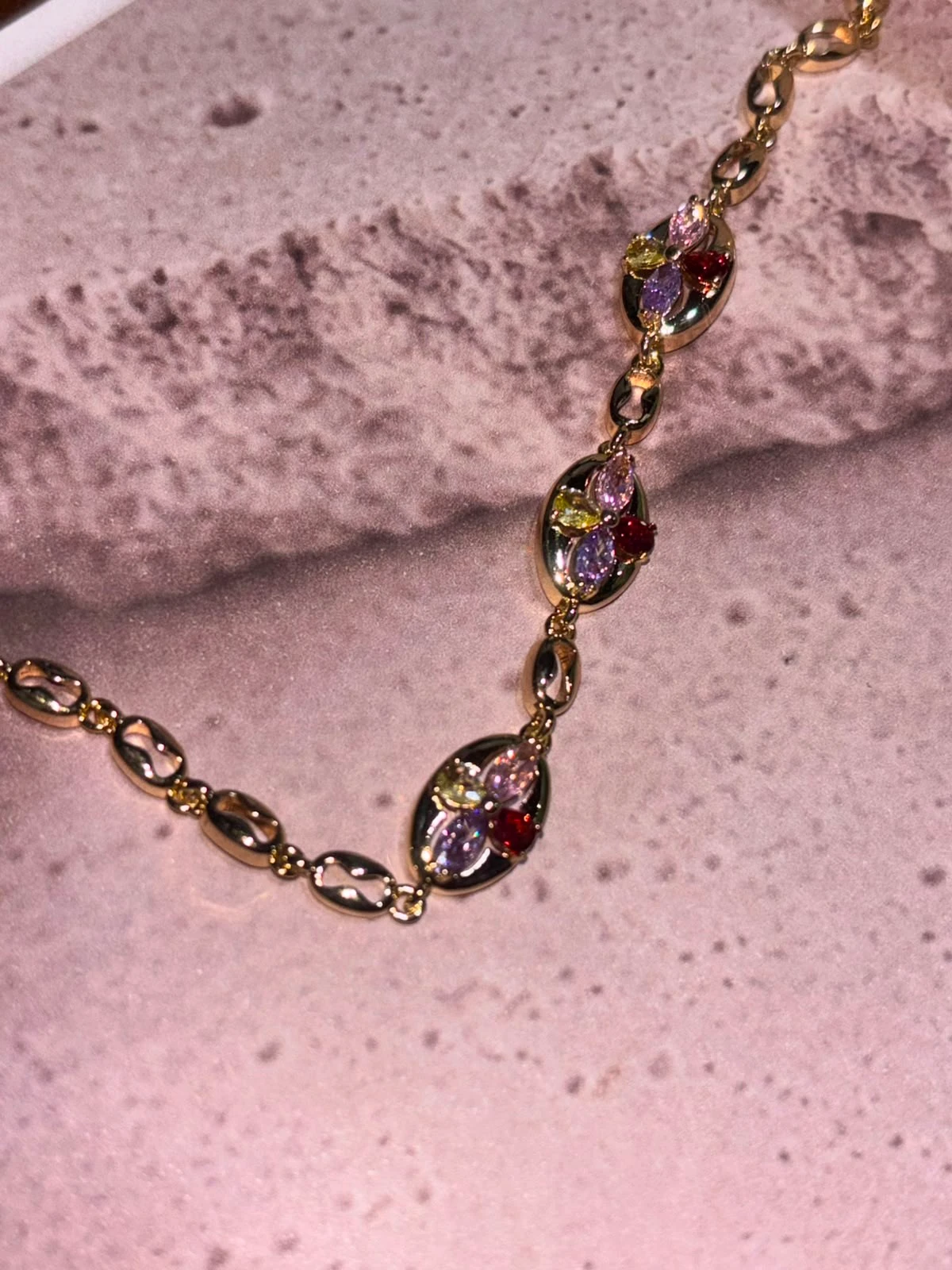 pulsera circon oro doble laminado 