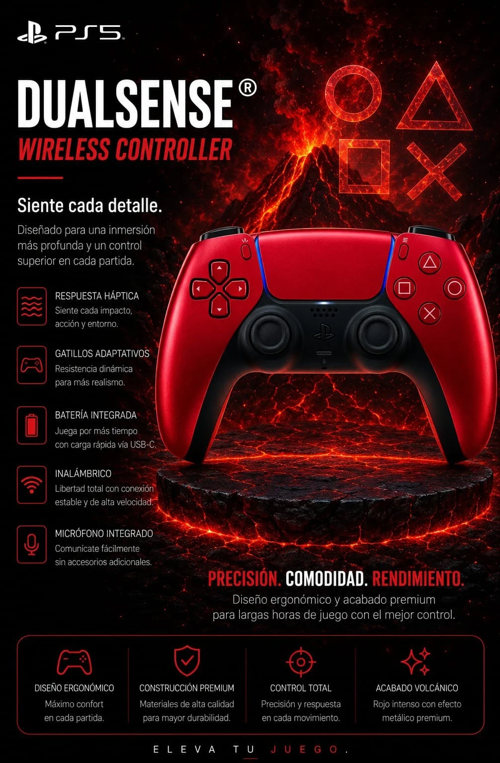 JOYSTICK PLAYSTATION 5 DUALSENSE VOLCANIC RED