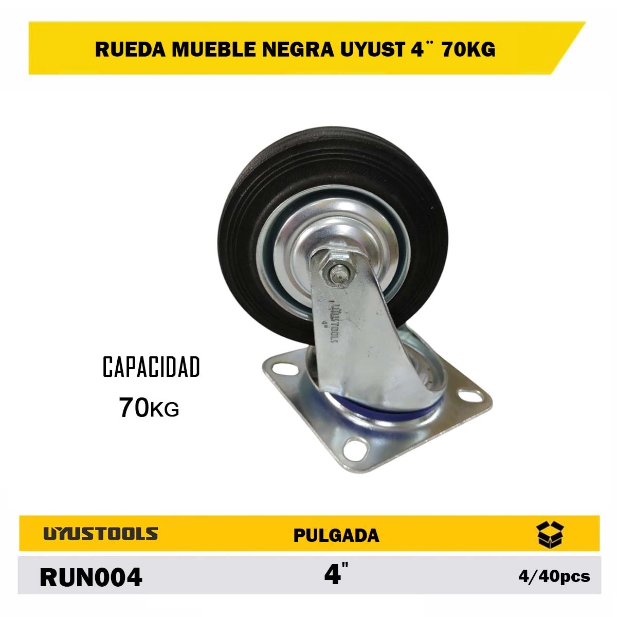 RUEDA MUEBLE NEGRA UYUST 4¨ 70KG