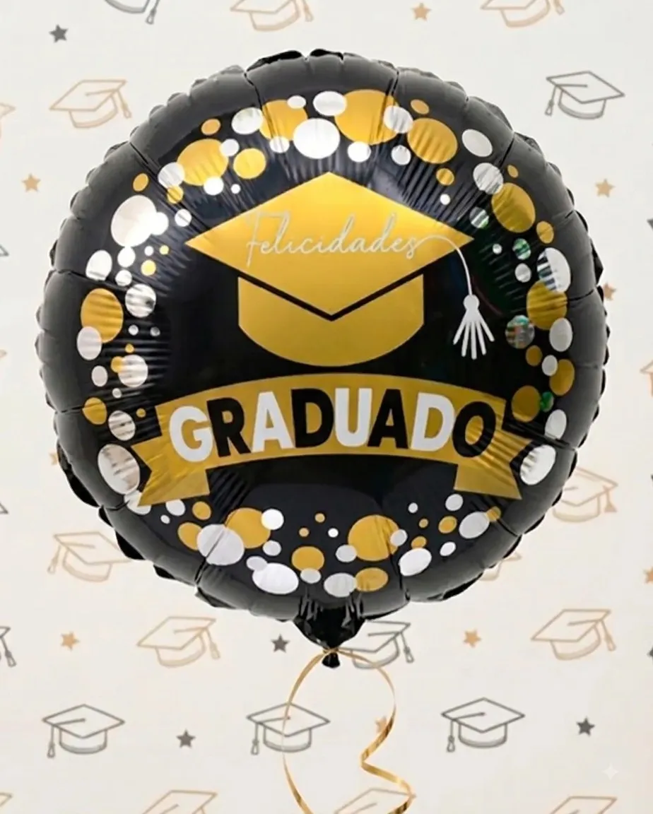 Globo redondo 18 pulgadas graduado negro lunares 