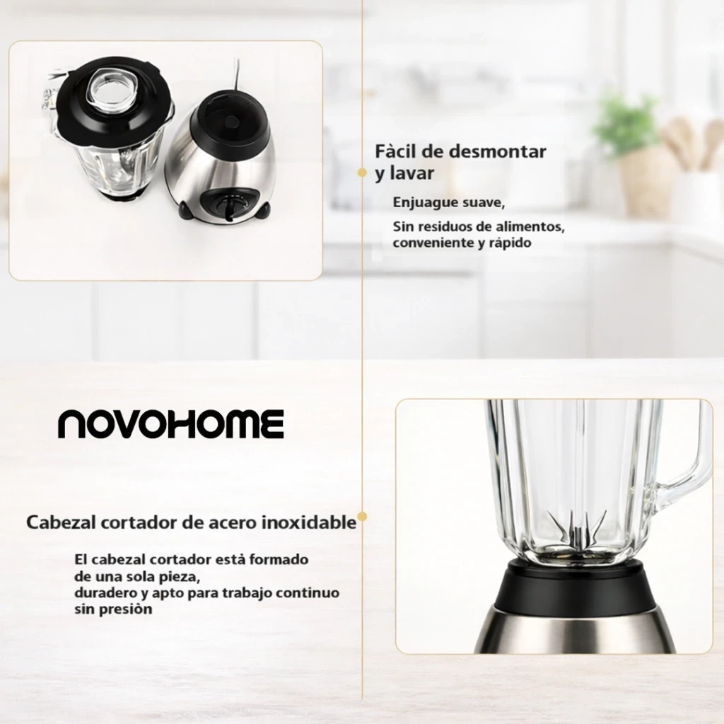 LICUADORA NOVOHOME 1.5LTS JARRA DE VIDRIO  3